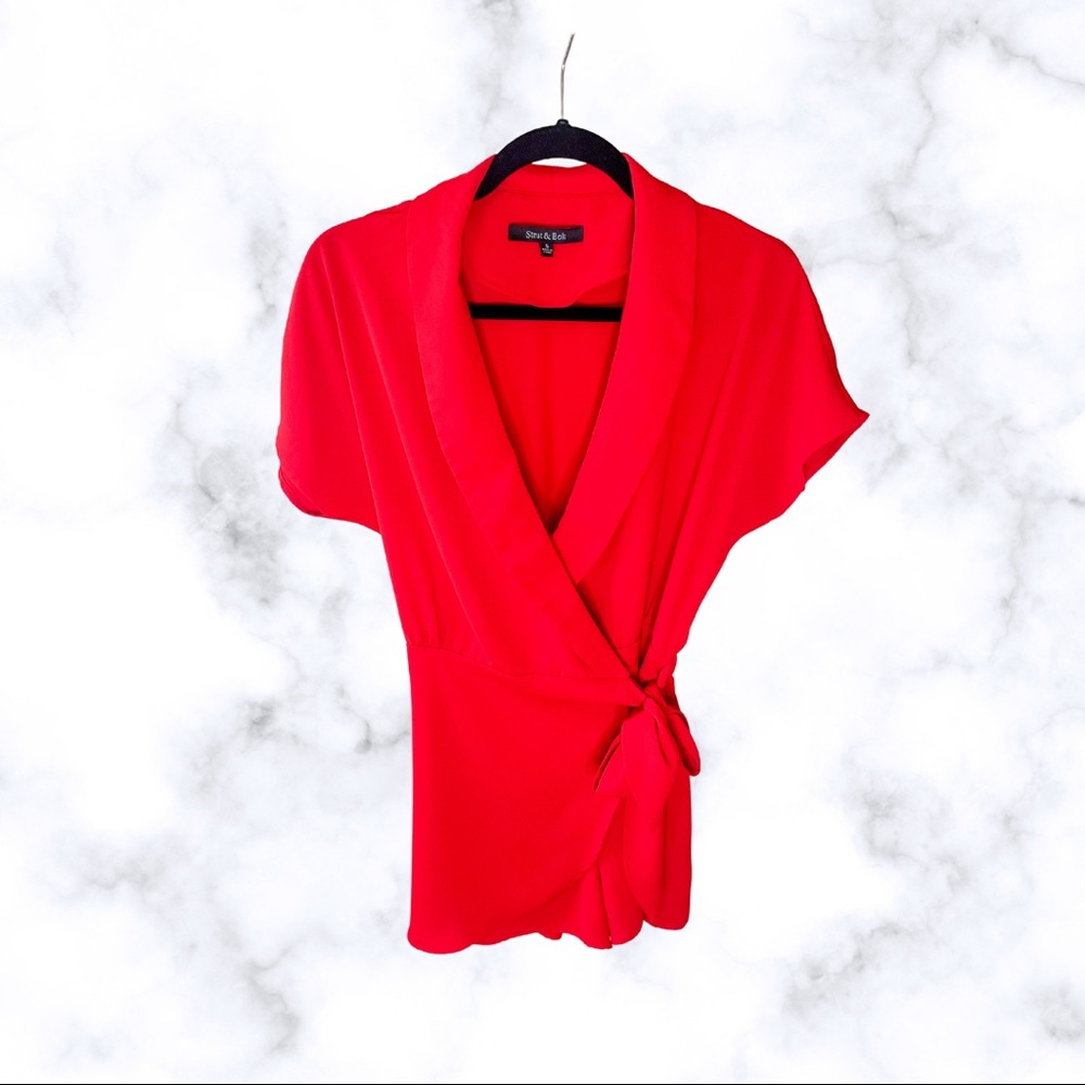 Strut & Bolt Bright Red Wrap Waist Short Romper